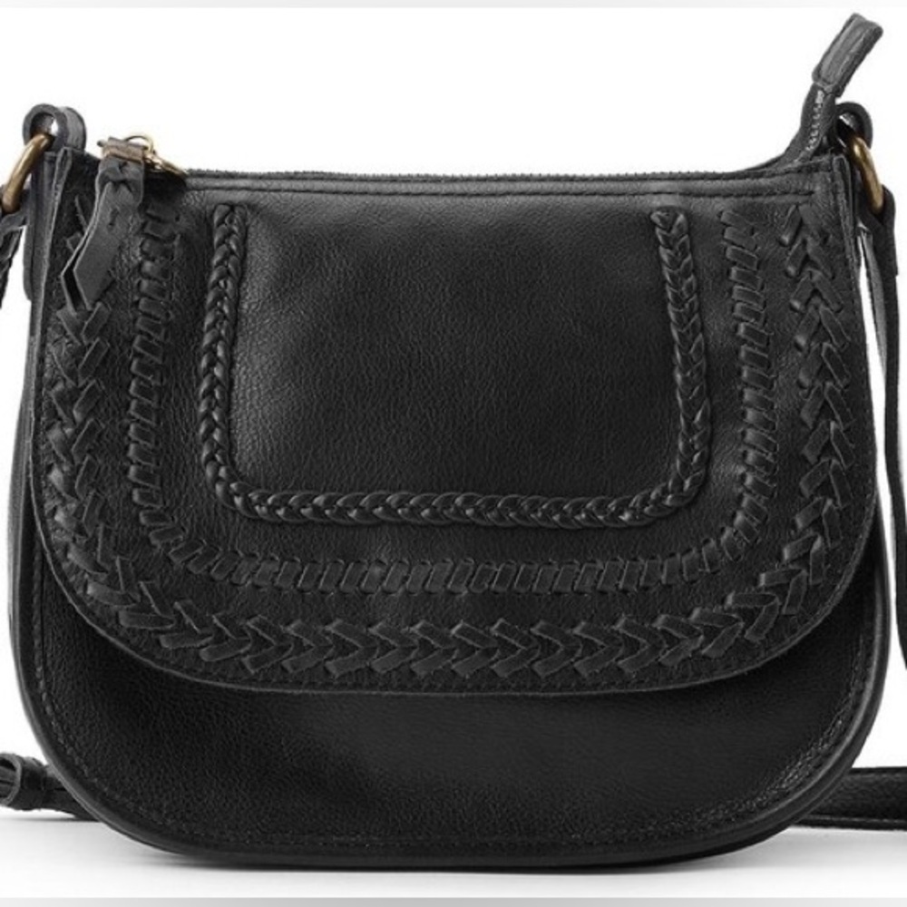 THE SAK Playa Saddle
 Black Leather Shoulder Crossbody Bag‎